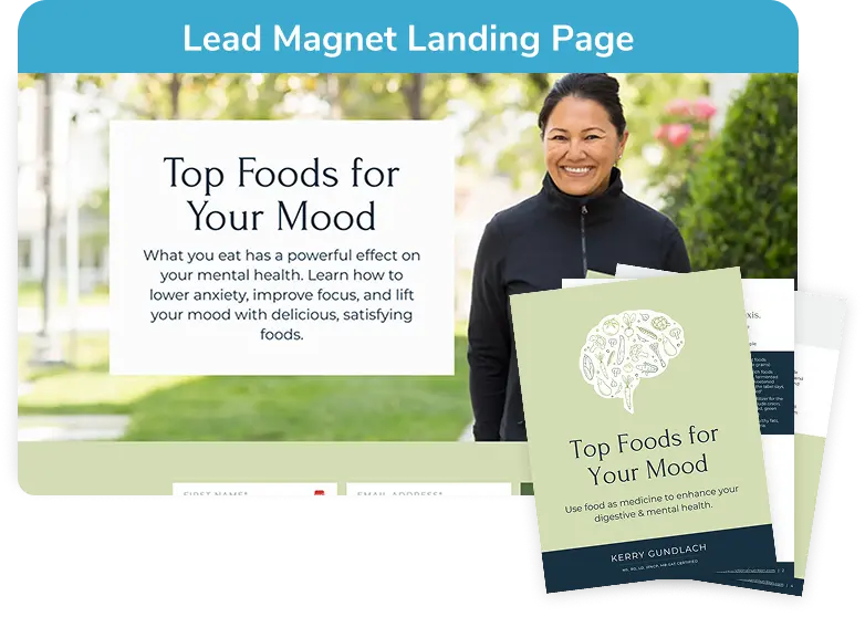 Lead magnet landing page and download example.